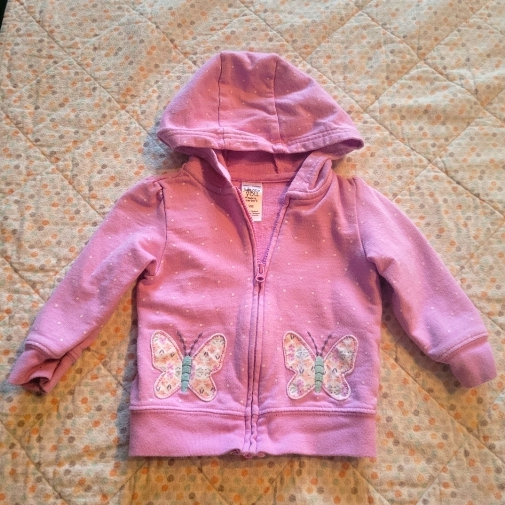 Carter's full Zip purple butterfly hoodie size 9 months
